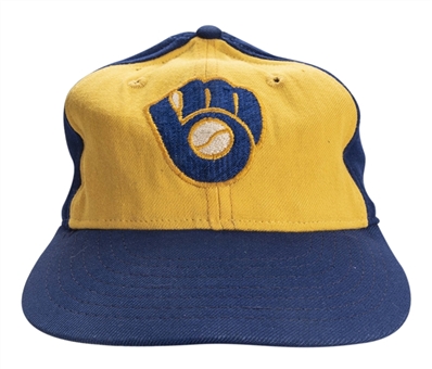 Early 1980s Robin Yount Game Used & Signed Milwaukee Brewers Road Cap (Yount LOA)